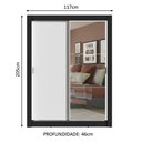 Ver imagem 3 de Guarda-Roupa Solteiro Madesa Denver 2 Portas de Correr com Espelho Preto/Branco Cor:Preto/Branco