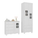 Ver imagem 2 de Quarto de Bebê Completo com Guarda-roupas 2 Portas e Cômoda Luna Multimóveis Mp4796 Branco