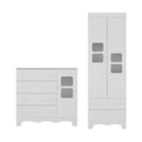 Ver imagem 1 de Quarto de Bebê Completo com Guarda-roupas 2 Portas e Cômoda Luna Multimóveis Mp4796 Branco