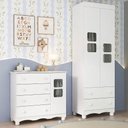 Ver imagem 3 de Quarto de Bebê Completo com Guarda-roupas 2 Portas e Cômoda Luna Multimóveis Mp4796 Branco