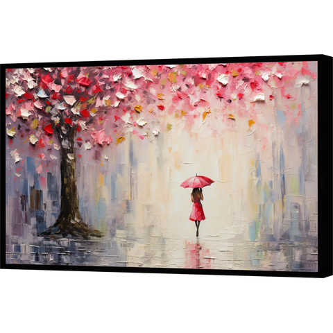 Quadro Decorativo Abstrato Canvas Moldura Filete Guarda Chuva Proteção Flor Gg