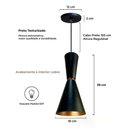 Ver imagem 2 de Lustre Pendente Cone Moderno Mesa Balcão Preto Iluminar Ambiente