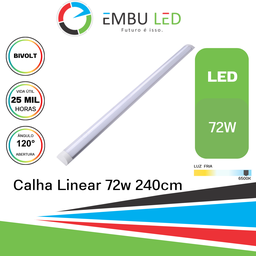 Luminaria Calha Linear 72w 240cm 6500k Bivolt - Embuled - 2