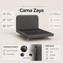Ver imagem 3 de Cama Box Base Queen com Cabeceira Zaya 158x198 Flutuante Estilo Japonesa Bouclê Cinza - Desk Design