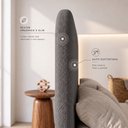 Ver imagem 5 de Cama Box Base Queen com Cabeceira Zaya 158x198 Flutuante Estilo Japonesa Bouclê Cinza - Desk Design