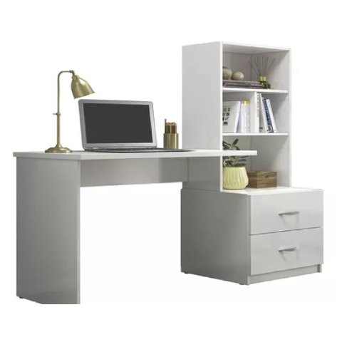 Escrivaninha para Quarto com 3 Nichos e 2 Gavetas