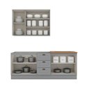 Ver imagem 3 de Kit de Cozinha Modulada 4 Peças Americana (1 Aéreo. 2 Balcões, 1 Complemento) Cinza - Henn
