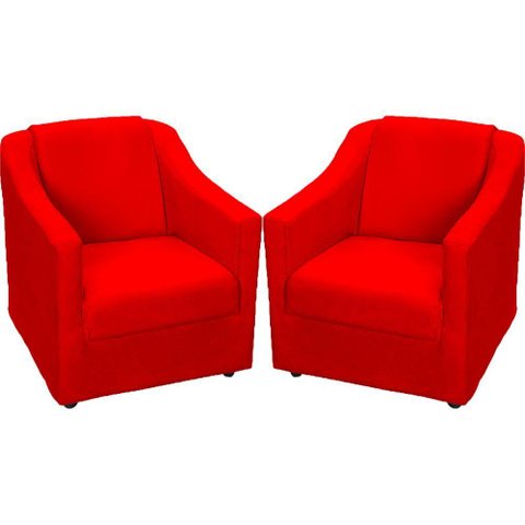 Kit 2 Poltronas Mila Pé de Plástico Cromado - Vermelho Suede