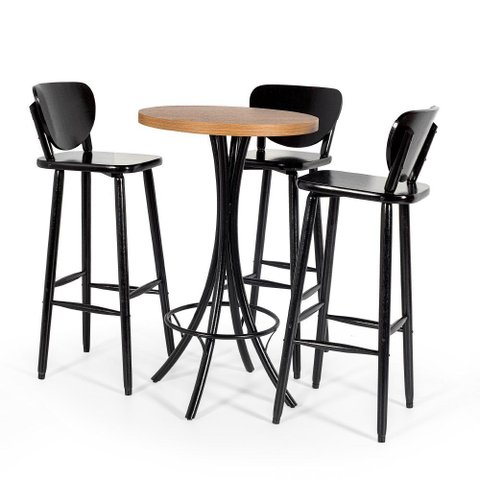 Mesa para Varanda Alta Redonda com 3 Lugares Preto