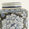 Pote Potiche Azul E Cinza Floral 17x10cm Porcelana - 5