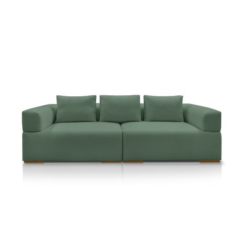 Sofá Bipartido com Almofadas Soltas 280cm Nuuk Linho Verde G63 - Gran Belo