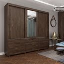 Ver imagem 2 de Guarda Roupa Chicago 3 Portas 9 Gavetas Com Espelho e Pés Tcil:Cumaru Rustic