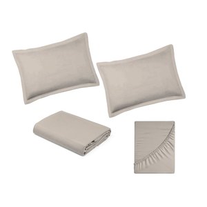 Jogo de Cama Casal Liso 300 Fios Nova América:bege