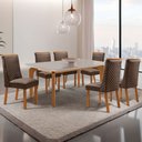 Ver imagem 7 de Mesa de Jantar Liz 180cm Tampo MDF Vidro Canto Copo com 6 Cadeiras Yasmin