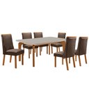 Ver imagem 1 de Mesa de Jantar Liz 180cm Tampo MDF Vidro Canto Copo com 6 Cadeiras Yasmin
