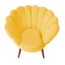 Ver imagem 4 de Kit 2 Poltronas Pétala Flor Veludo Amarelo com Pés Palito em Madeira Maciça