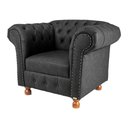 Ver imagem 2 de Poltrona Luis XV Chesterfield Capitone Couro Eco Preto Decorativa / Sala, Tv, Estar, Recepção