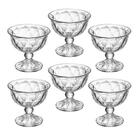Jogo de Taças de Sobremesa em Cristal Diamond 180ml 6 Peças - Lyor