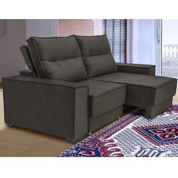 Sofá Retrátil Reclinável 3 Lugares Suede Veludo Berlim Espresso Móveis Menor preço em Sofá Retrátil Reclinável 3 Lugares Suede Veludo Berlim Espresso Móveis