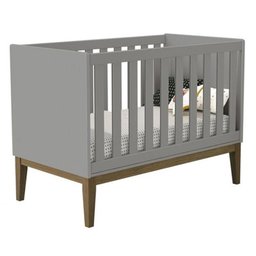 Dormitório Melinda Guarda Roupa, Cômoda 3 Gavetas e Berço Classic Cinza - Pr Baby - 4