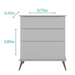 Dormitório Melinda Guarda Roupa, Cômoda 3 Gavetas e Berço Classic Cinza - Pr Baby - 6