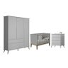 Dormitório Melinda Guarda Roupa, Cômoda 3 Gavetas e Berço Classic Cinza - Pr Baby - 1