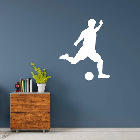 Adesivo de Parede Jogador de Futebol Silhueta Bola Decoração Quarto Menino Adolescente Kanto Store B
