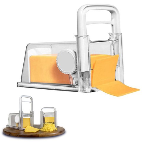 Ralador Cortador Fatiador de Queijo Presunto Manual Lamina Inox 4 em 1 Pote Hermetico Armazenamento 