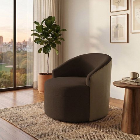 Poltrona Classica Confortavel Ideal para Sala Marrom Leticia