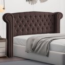 Ver imagem 2 de Cabeceira Cama Box Casal King Size Adelle 195cm Com Frame Suede Marrom - Desk Design