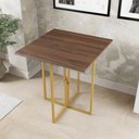 Ver imagem 2 de Mesa Quadrada Industrial 70cm Dourada Tampo Madeira Imbuia Don Castro Decor Industrial Premium