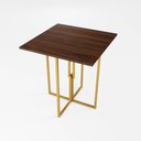 Ver imagem 1 de Mesa Quadrada Industrial 70cm Dourada Tampo Madeira Imbuia Don Castro Decor Industrial Premium
