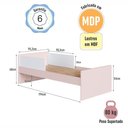 Ver imagem 3 de Cama Infantil com Grade de Proteção MDP Branco com Rosa Completa Móveis