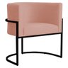 Poltrona Decorativa Sala Estar Recepção Escritório Luana Base Preta Veludo Rosa - Montanaris Decor - 1