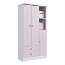 Ver imagem 6 de Quarto Infantil Completo Docinho com Guarda-Roupa, Cômoda, Mini Cama e Nicho Espresso Móveis Rosa/Branco