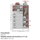Ver imagem 3 de Comoda 5 Gavetas 1 Porta 2 Nichos Imperio 116x172 cm Branco Absoluto Zanz