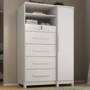 Ver imagem 2 de Comoda 5 Gavetas 1 Porta 2 Nichos Imperio 116x172 cm Branco Absoluto Zanz