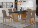 Ver imagem 1 de Conjunto Sala de Jantar Lara 1,80m com 6 Cadeiras Clara Plus Cinamomo/Chumbo/Joli Camurça