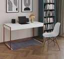 Ver imagem 1 de Escrivaninha Industrial Malta 137x53 Ferro Cobre Tampo Branco