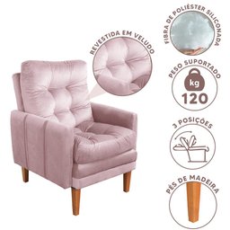 Poltrona Para Manicure Com Puff Veludo Rose Pandora Shop JM - 2