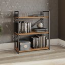 Ver imagem 1 de Estante Industrial Baixa 3 Prateleiras Metal e MDP Canela e Preto Fosco