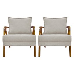 Kit 2 Poltronas Decorativas Reforçadas Shine para Sala Recepção Escritório Tecido Bouclé Premium - 1