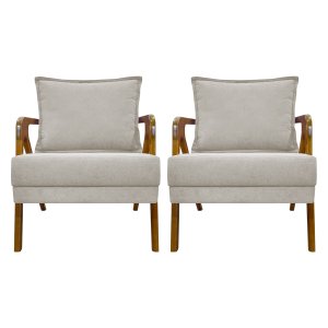 Kit 2 Poltronas Decorativas Reforçadas Shine para Sala Recepção Escritório Tecido Bouclé Premium
