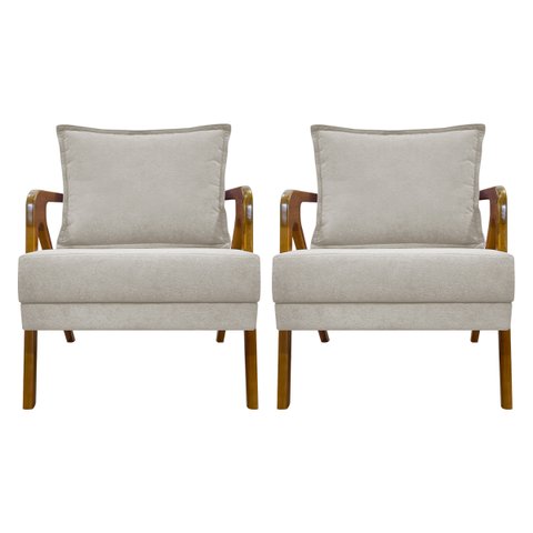 Kit 2 Poltronas Decorativas Reforçadas Shine para Sala Recepção Escritório Tecido Bouclé Premium