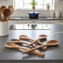 Ver imagem 3 de Kit 6 Colheres de Pau 20 Cm Chá, Café e Cozinha Artesanal:marrom-claro