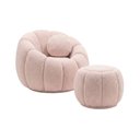 Ver imagem 1 de Kit Poltrona Decorativa Concha c/Almofada e Puff Boucle Rosê Abobora - Montanaris Decor