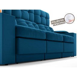 Sofá com Porta Copos e Carregador USB Eureka 2,30m Assento Retrátil e Reclinável Velosuede - 6