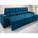 Ver imagem 2 de Sofá com Porta Copos e Carregador USB Eureka 2,30m Assento Retrátil e Reclinável Velosuede