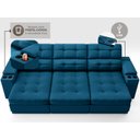 Ver imagem 6 de Sofá com Porta Copos e Carregador USB Eureka 2,30m Assento Retrátil e Reclinável Velosuede