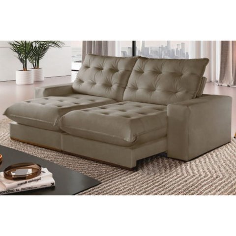 Sofá Retrátil e Reclinável Milão 250cm com Super Pillow de 30cm com Molas Pocket - Movenzo Estofados